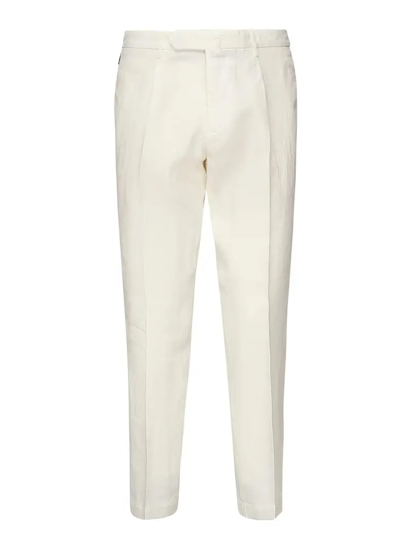 Pantaloni a pieghe di lino Beige