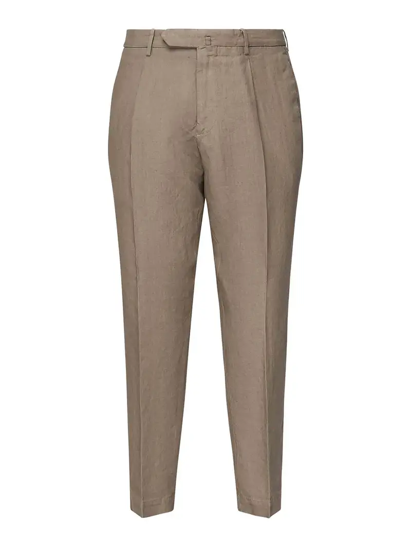 Pantaloni a pieghe di lino Beige