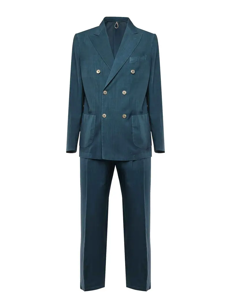 Vestito di lino puro a doppio petto Blu