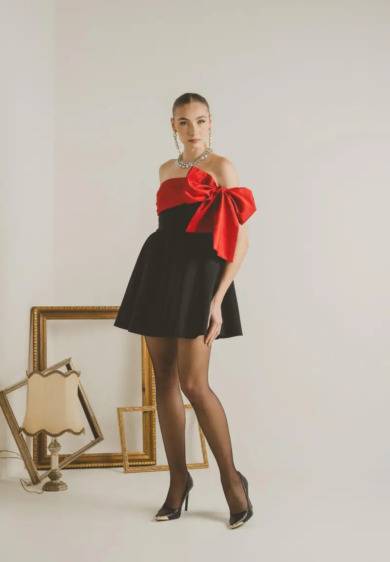 Abito corto GRÂCE nero da donna miniatura 2