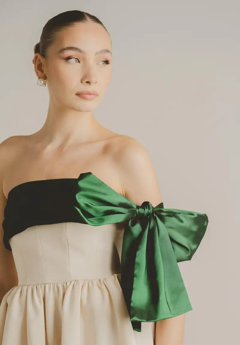 Abito corto GRÂCE panna da donna miniatura 3