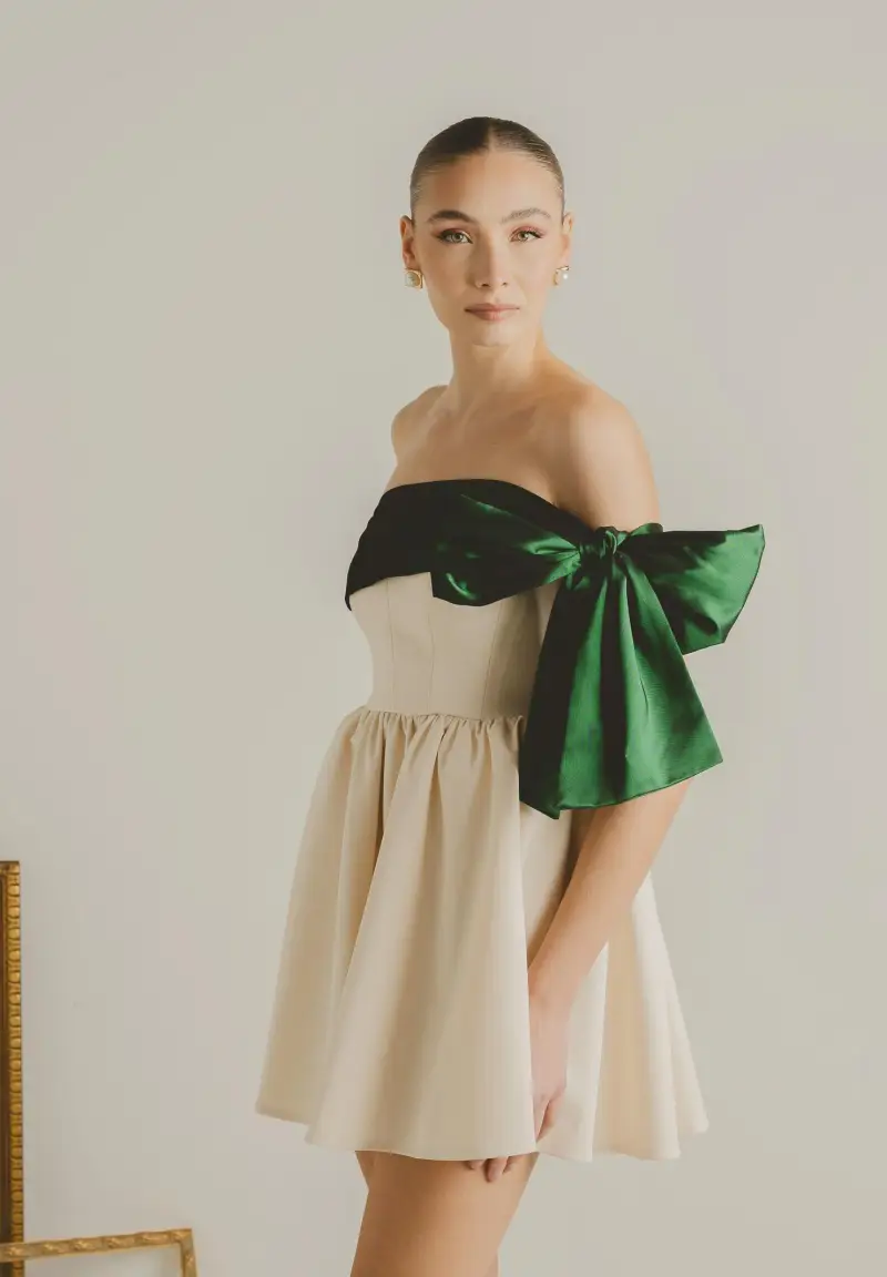 Abito corto GRÂCE panna da donna