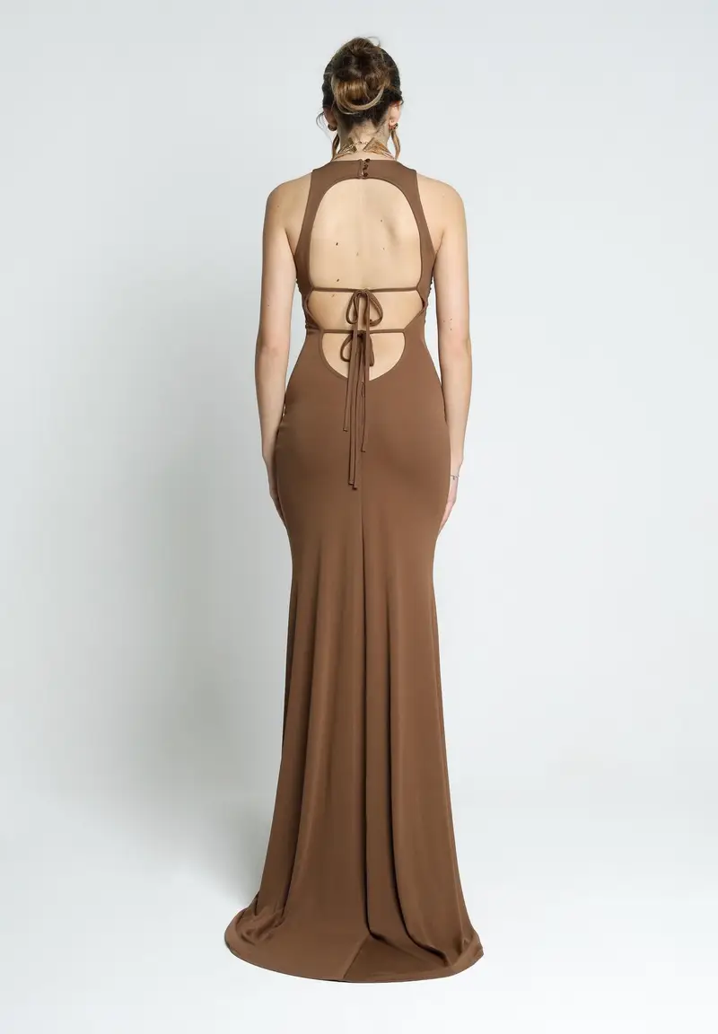 SANTAS Abito lungo BON BON marrone da donna miniatura 3