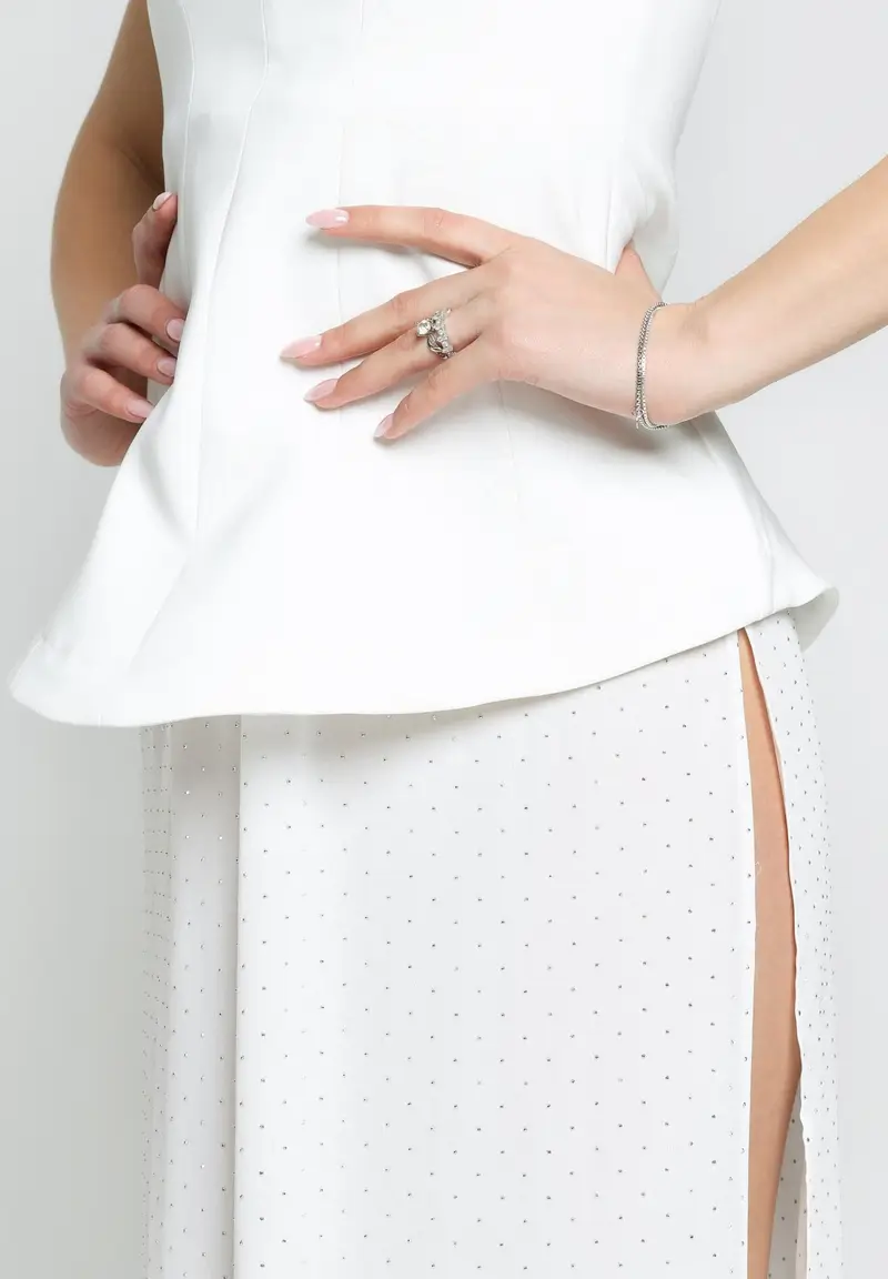 SANTAS Abito lungo CREAM bianco da donna miniatura 2