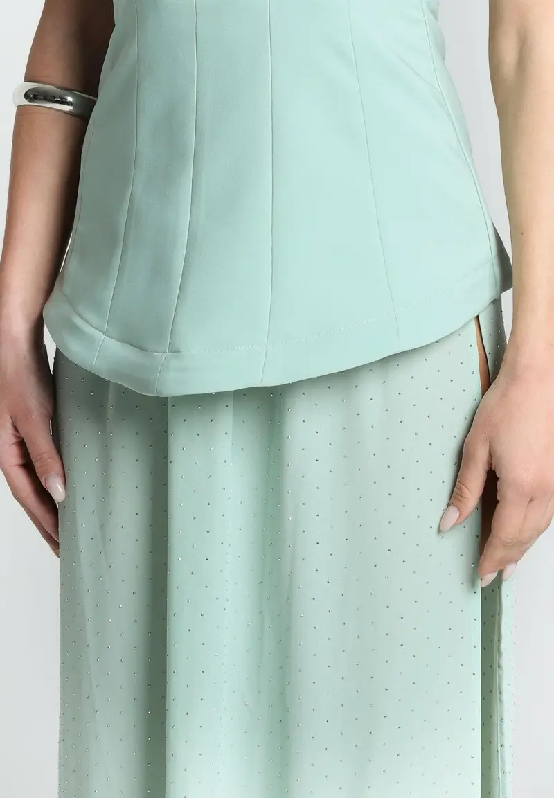 SANTAS Abito lungo CREAM verde menta da donna miniatura 2