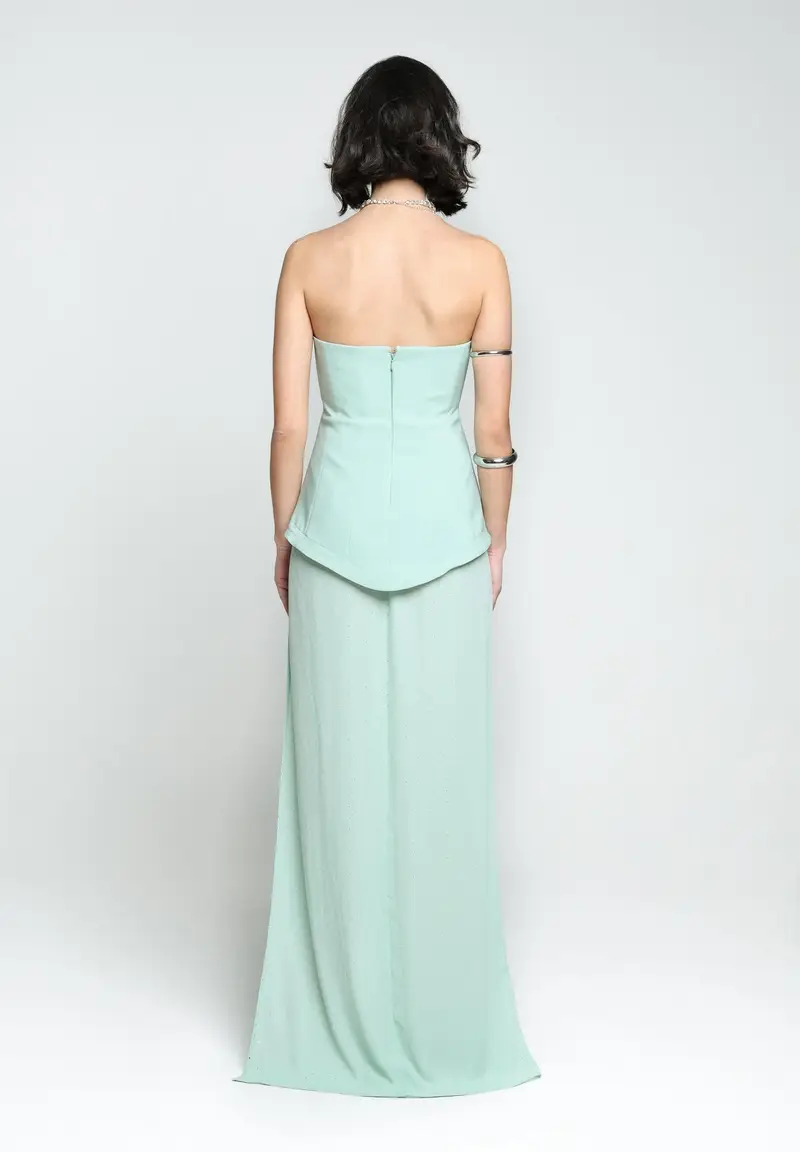 SANTAS Abito lungo CREAM verde menta da donna miniatura 3