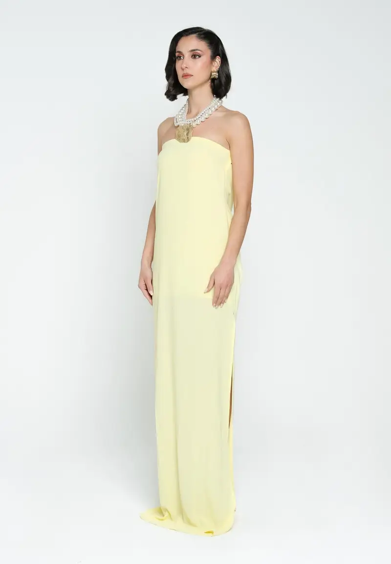 SANTAS Abito lungo CRUMBLE giallo da donna