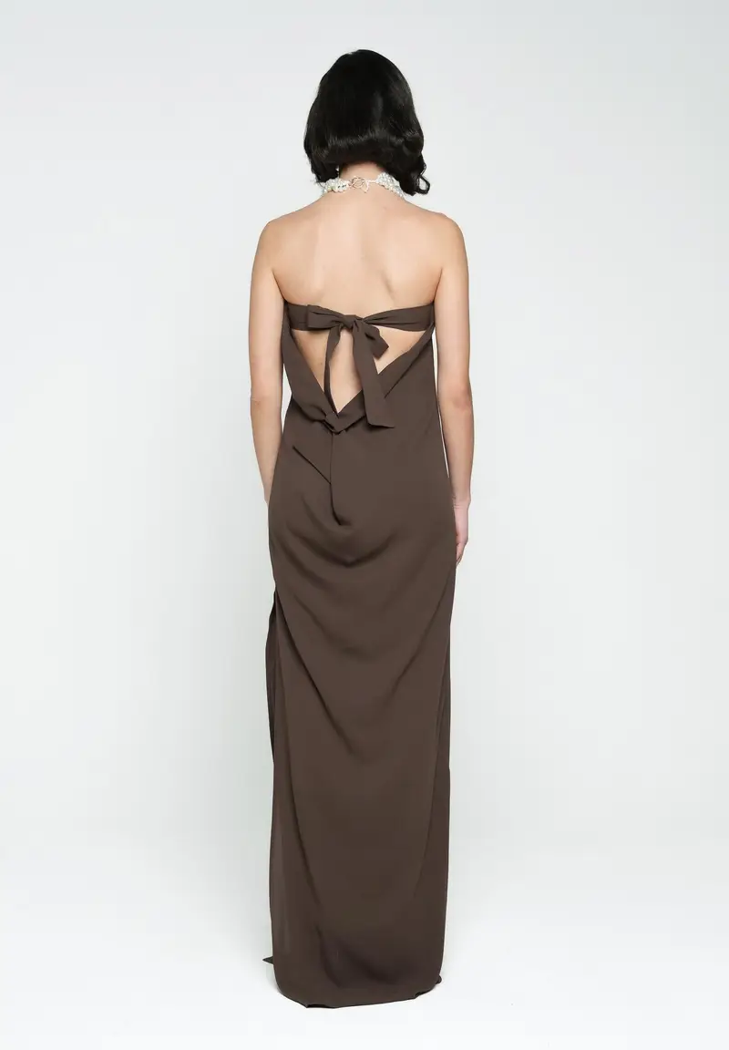 SANTAS Abito lungo CRUMBLE marrone da donna miniatura 3