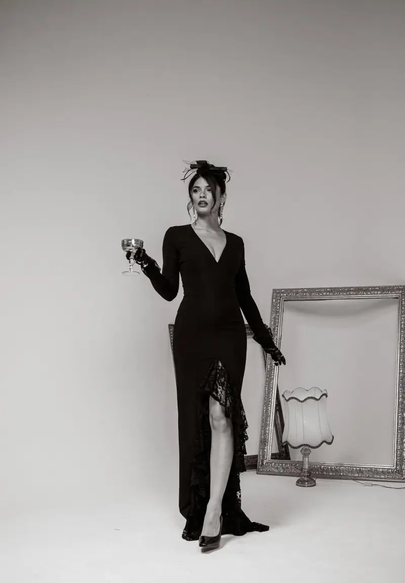 Abito lungo ENCHANTÉE nero da donna miniatura 3