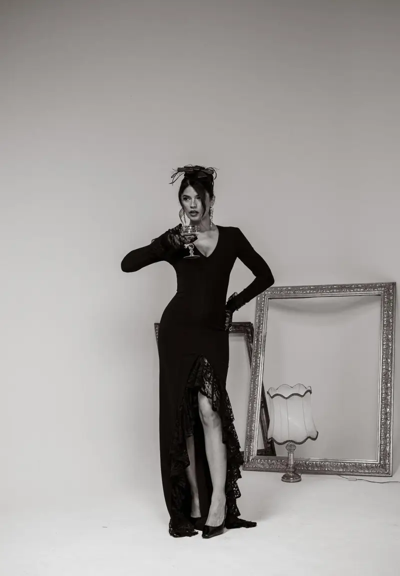 Abito lungo ENCHANTÉE nero da donna