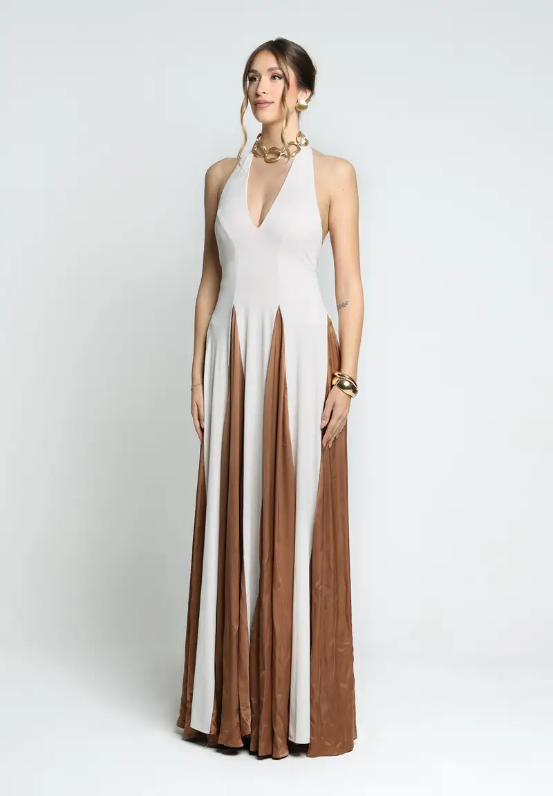 SANTAS Abito lungo MOUSSE panna da donna