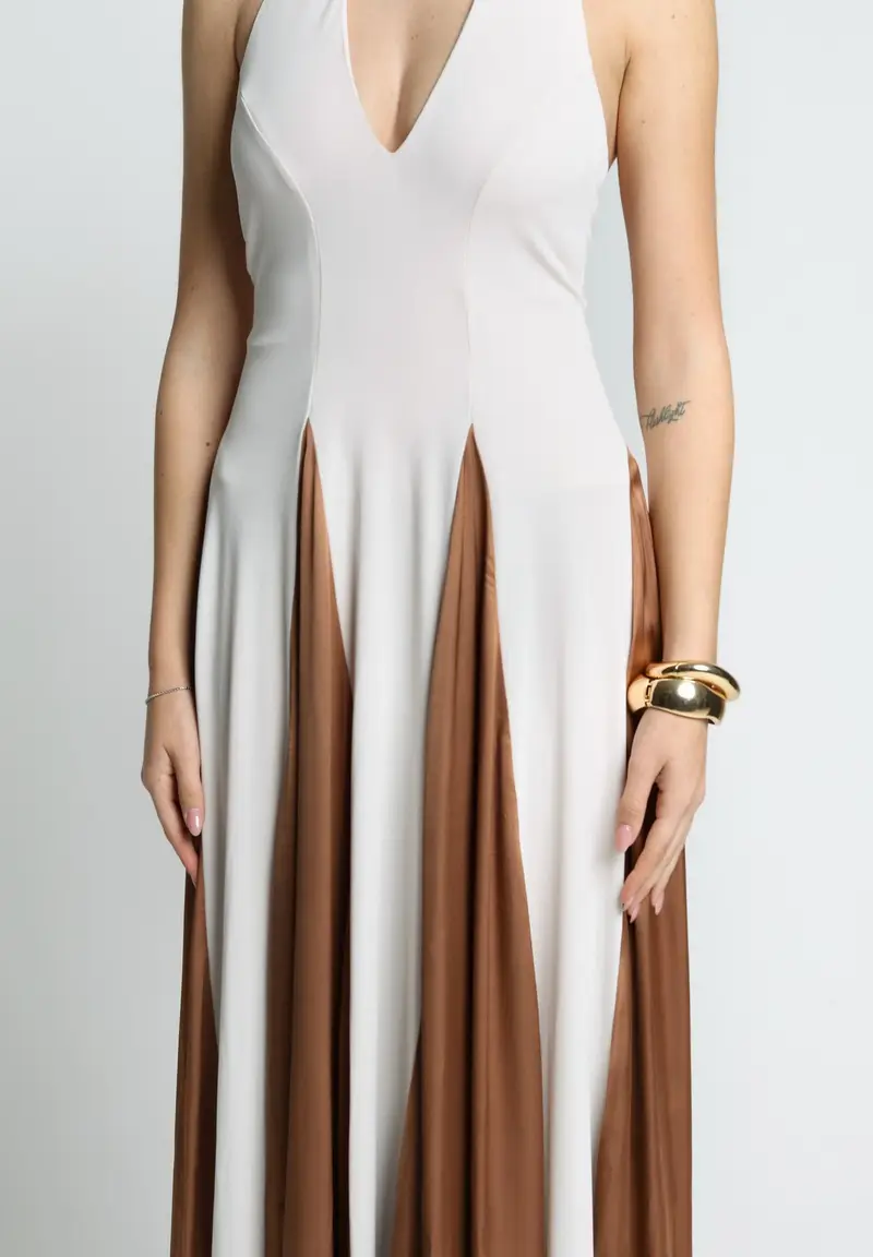 SANTAS Abito lungo MOUSSE panna da donna miniatura 2