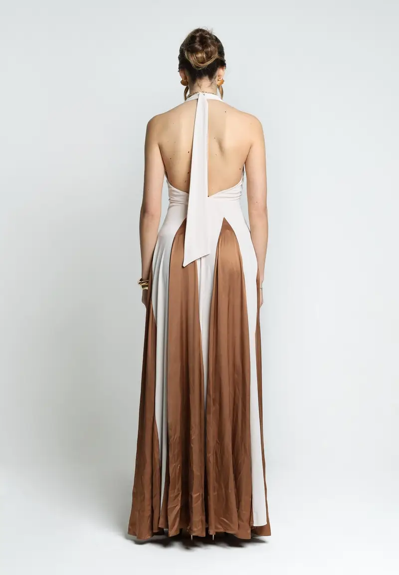 SANTAS Abito lungo MOUSSE panna da donna miniatura 3