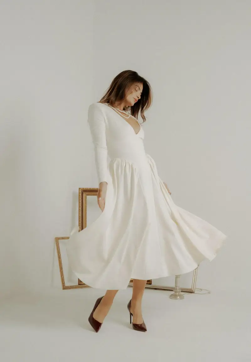 Abito midi DOUCEUR avorio da donna miniatura 2