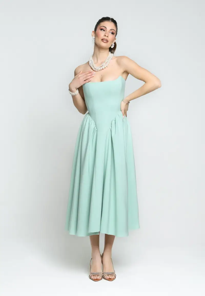 Abito midi MARSHMALLOW verde menta da donna miniatura 2