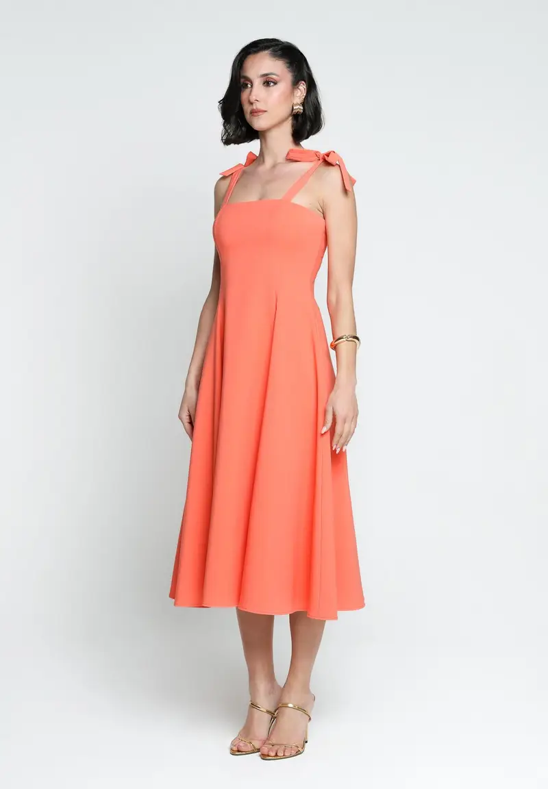 SANTAS Abito midi MEDELEINE corallo da donna