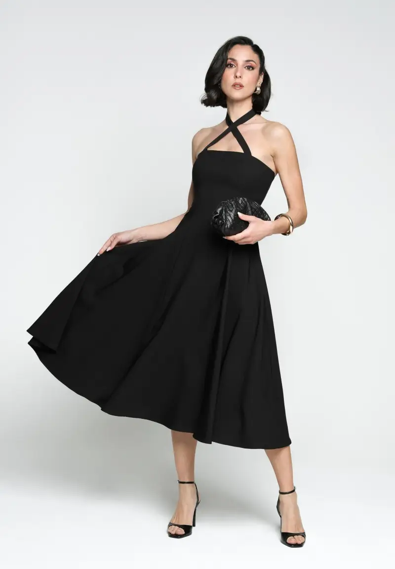 Abito midi MEDELEINE nero da donna miniatura 2