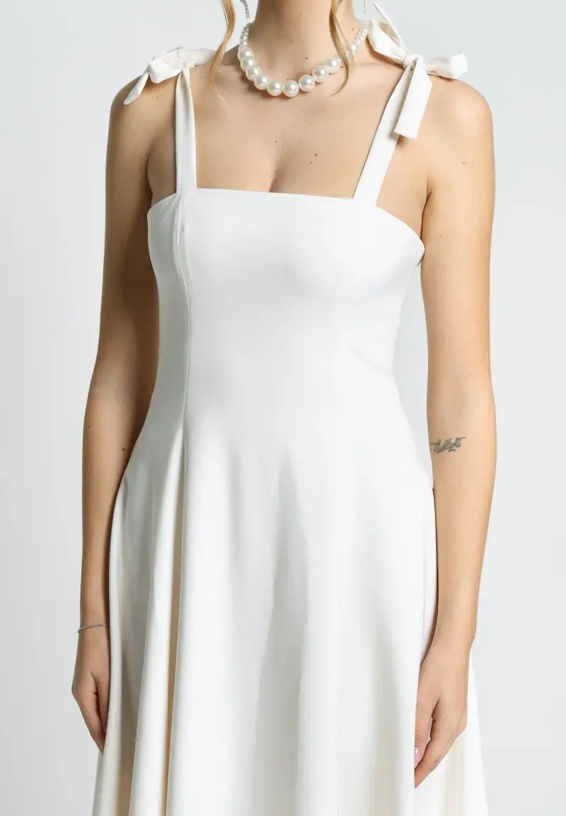 Abito midi MEDELEINE panna da donna miniatura 3