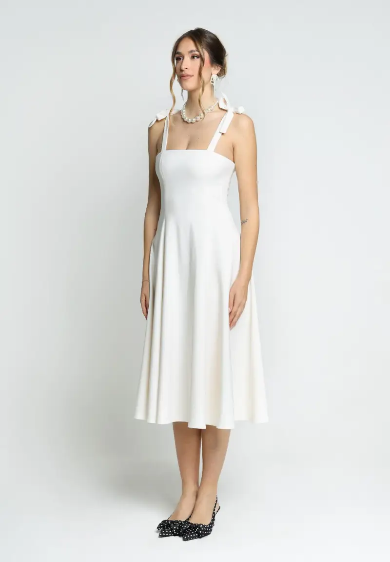 Abito midi MEDELEINE panna da donna