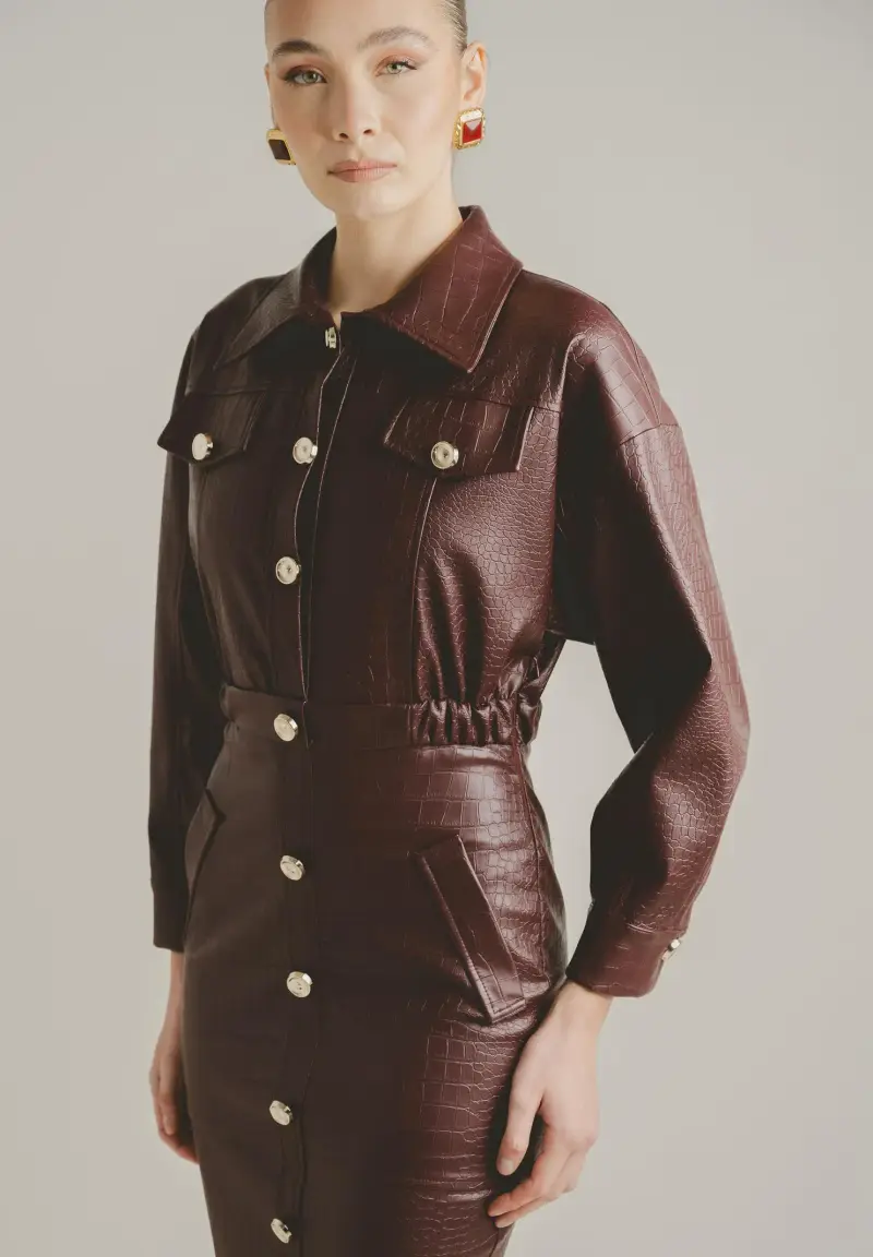 Abito midi MYSTÈRE bordeaux da donna miniatura 3