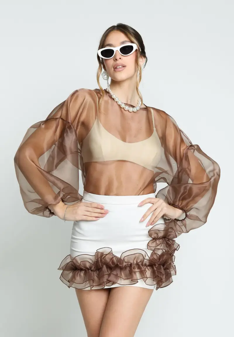 Blusa LEMON PIE marrone da donna miniatura 2