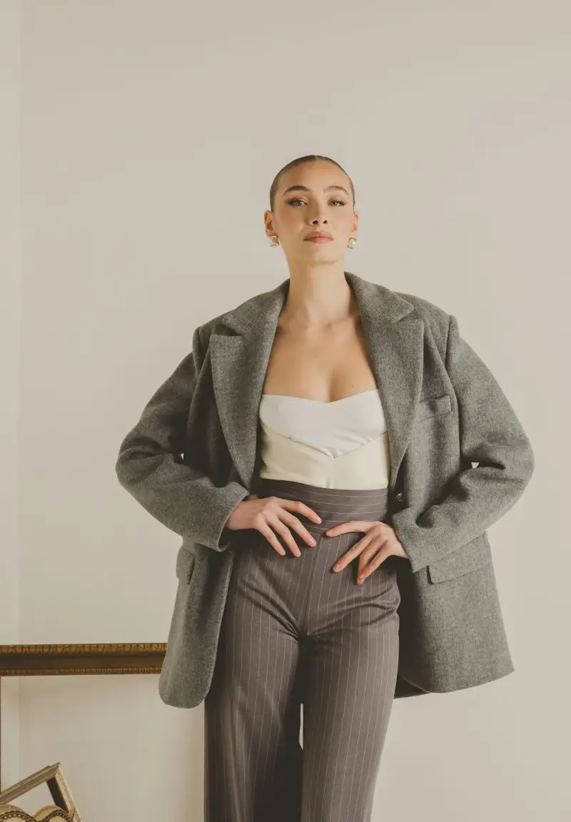 Cappotto corto LUMIÈRE grigio da donna miniatura 2