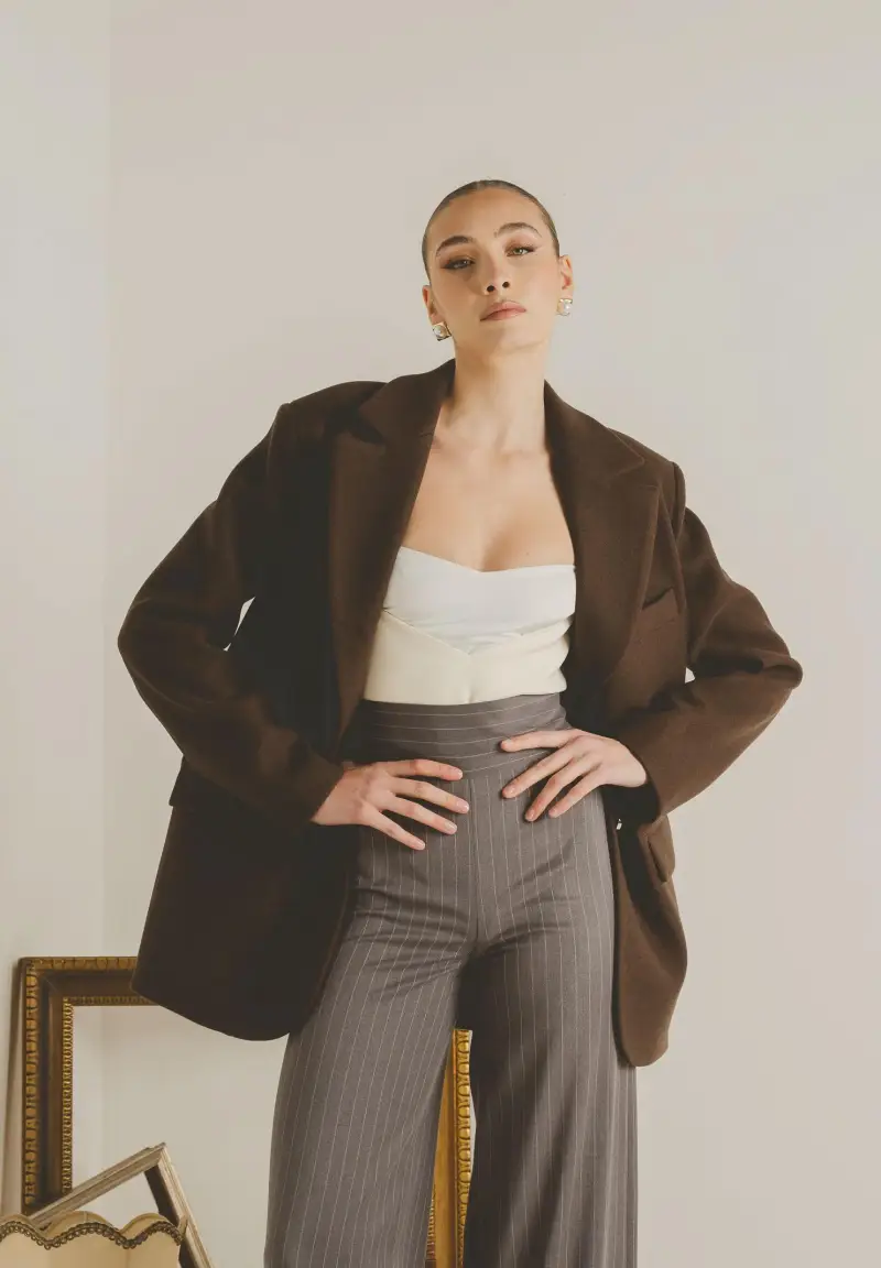 Cappotto corto LUMIÈRE marrone da donna miniatura 2