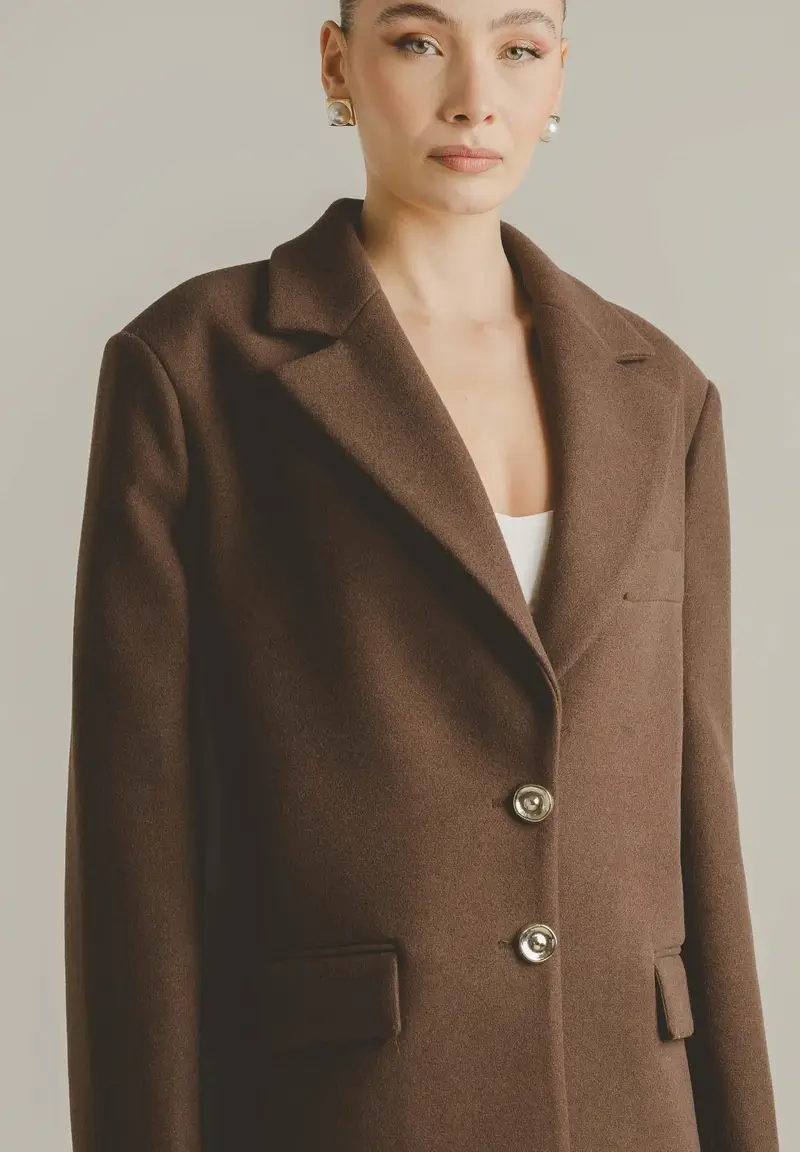 Cappotto corto LUMIÈRE marrone da donna miniatura 3