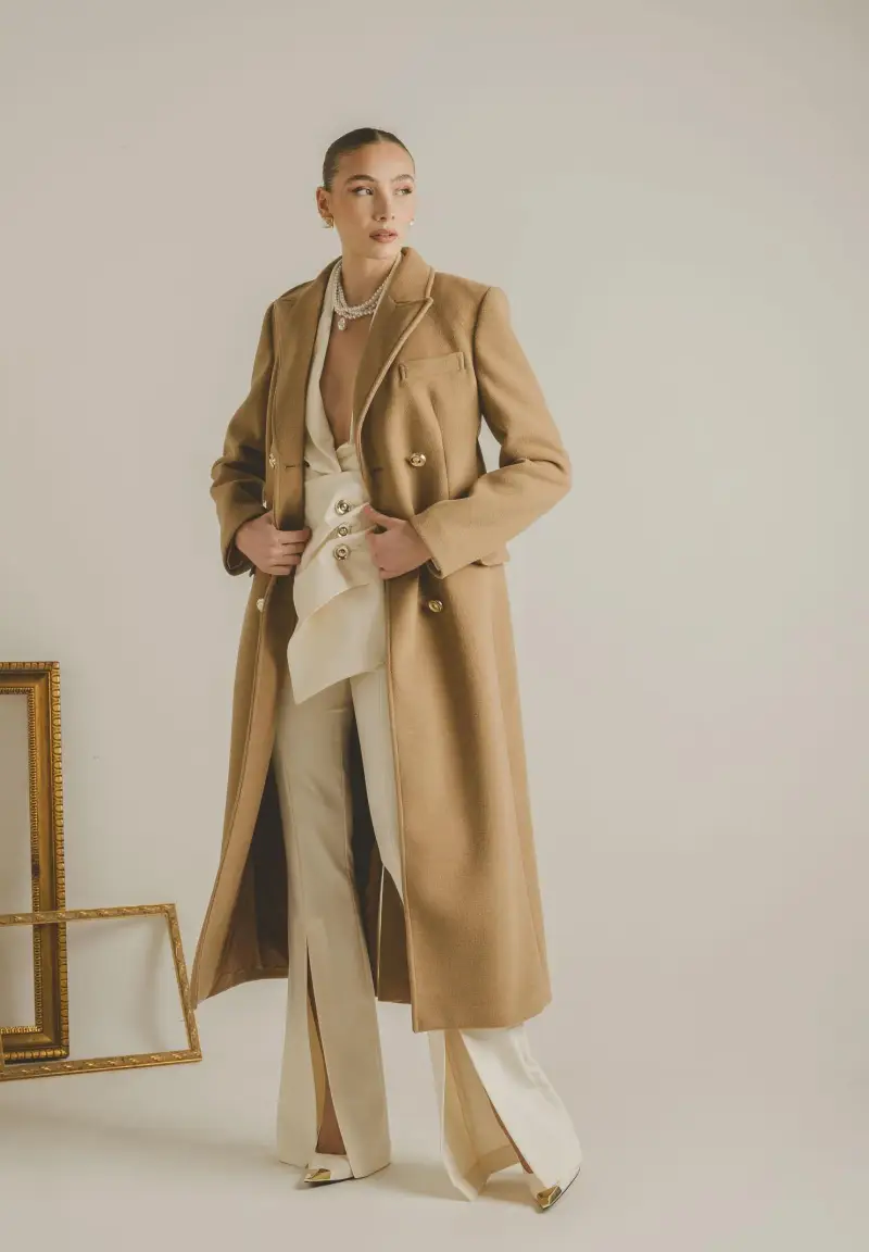 Cappotto lungo ÉCLIPSE beige da donna miniatura 2