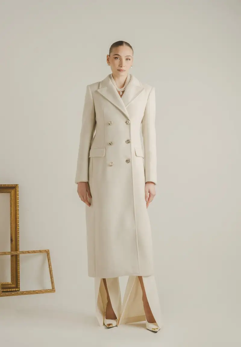 Cappotto lungo ÉCLIPSE panna da donna