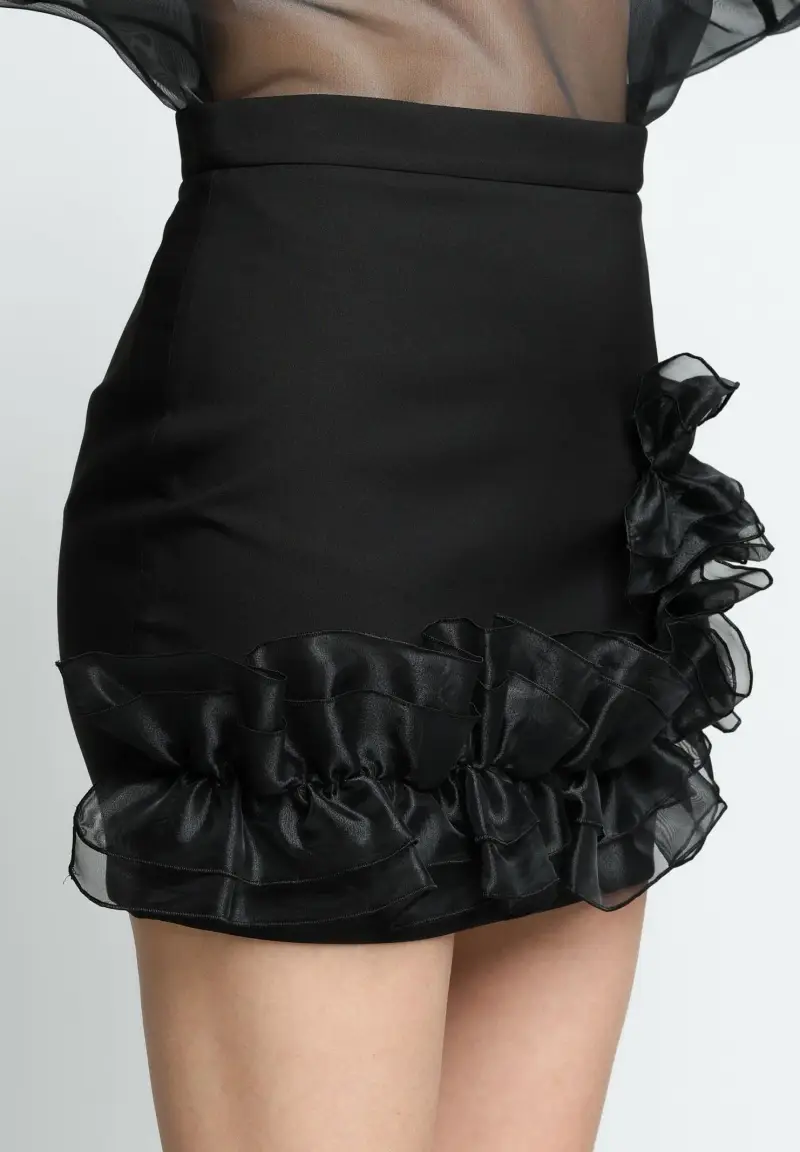 Gonna corta CHANTILLY nera da donna miniatura 3