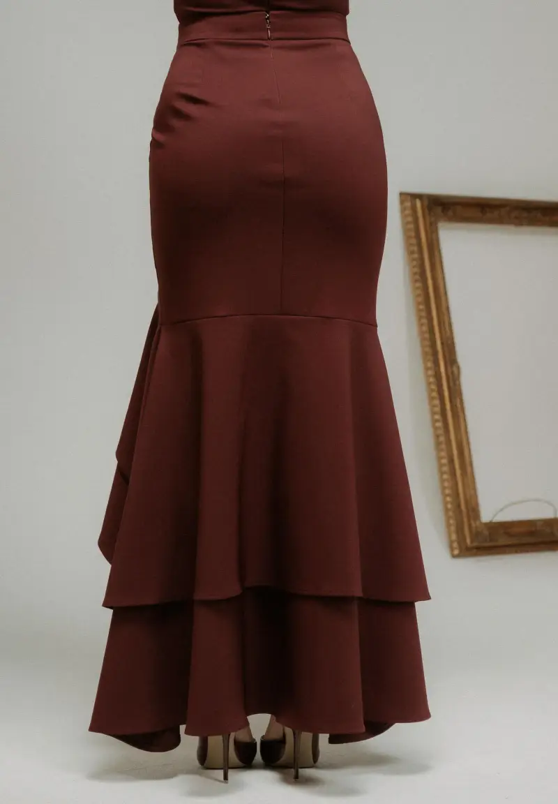Gonna lunga ÉLAN bordeaux da donna miniatura 3