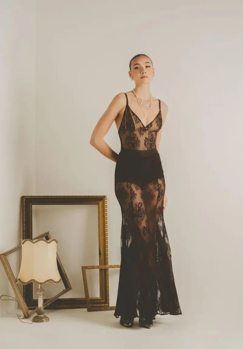 Gonna lunga NUIT marrone da donna miniatura 2