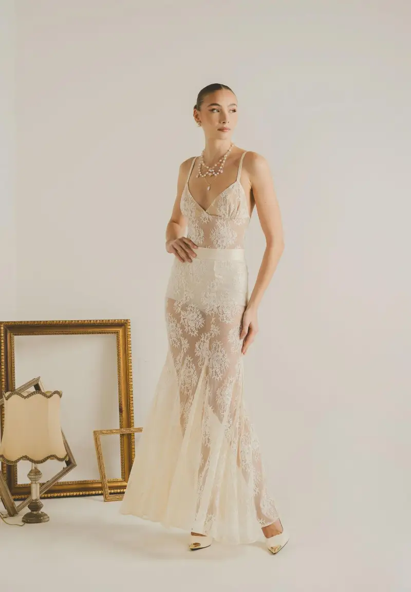 Gonna lunga NUIT panna da donna miniatura 2