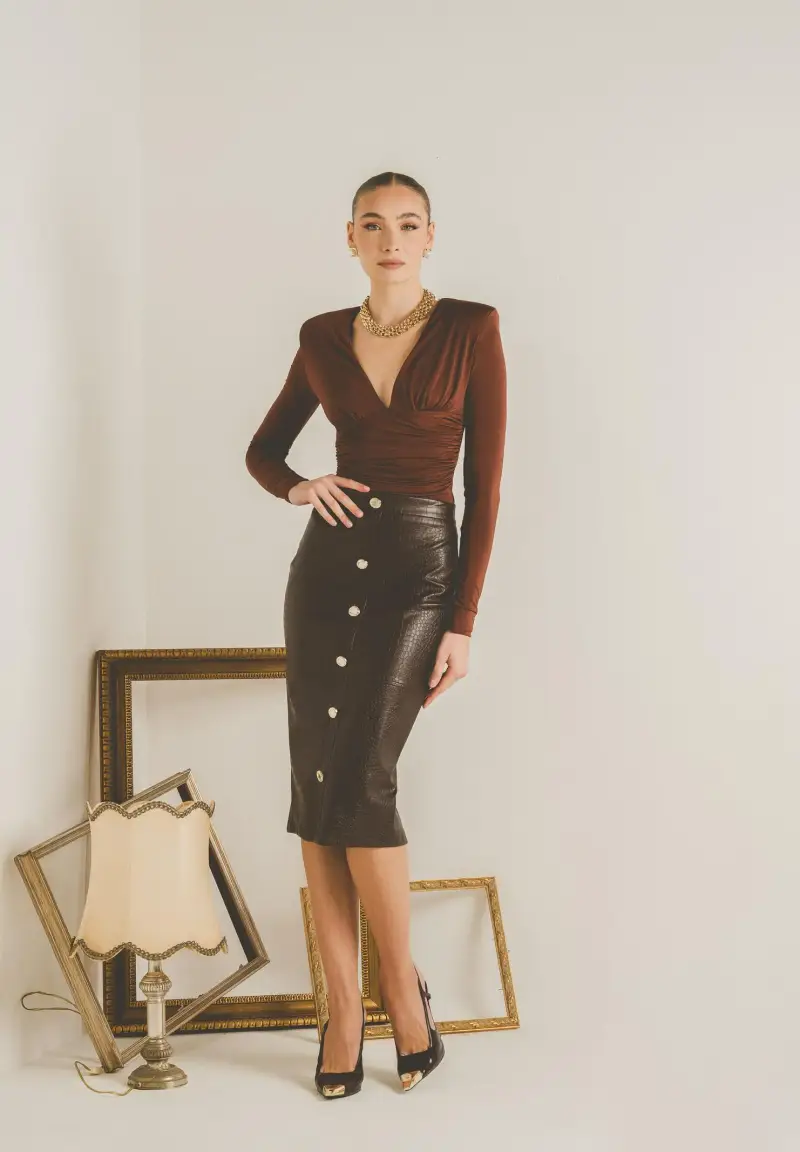 Gonna midi BELLE ÉTOILE marrone da donna miniatura 2