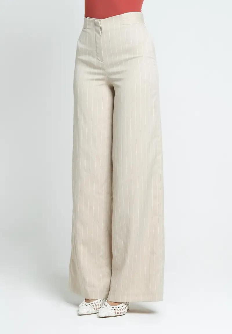 SANTAS Pantalone APPLE PIE beige da donna con motivo gessato