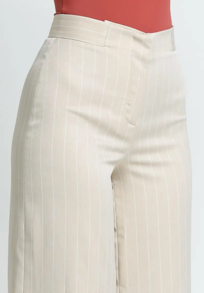 SANTAS Pantalone APPLE PIE beige da donna con motivo gessato miniatura 2