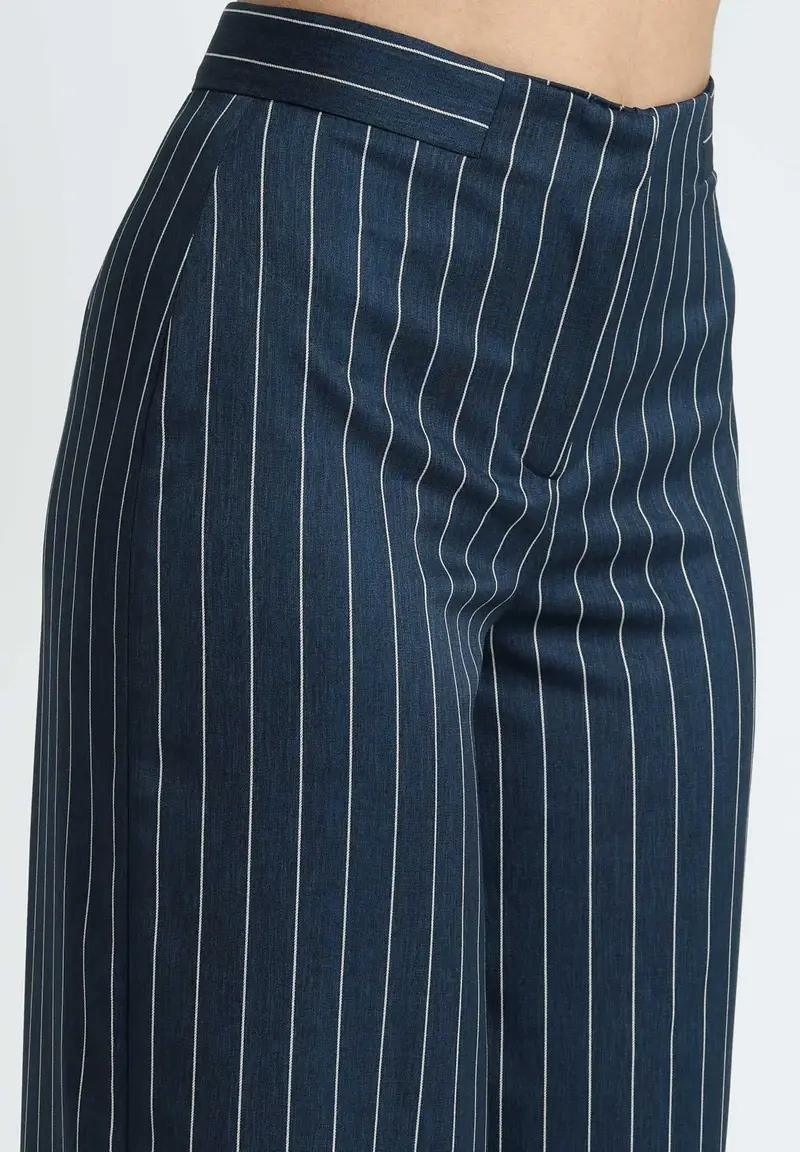 Pantalone APPLE PIE blu da donna con motivo gessato miniatura 3