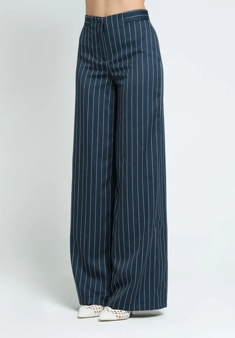 Pantalone APPLE PIE blu da donna con motivo gessato