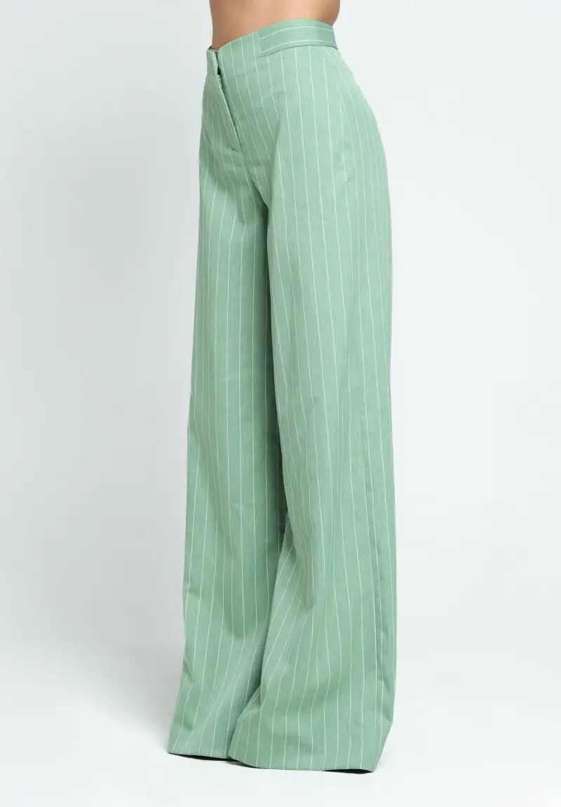 Pantalone APPLE PIE verde da donna con motivo gessato