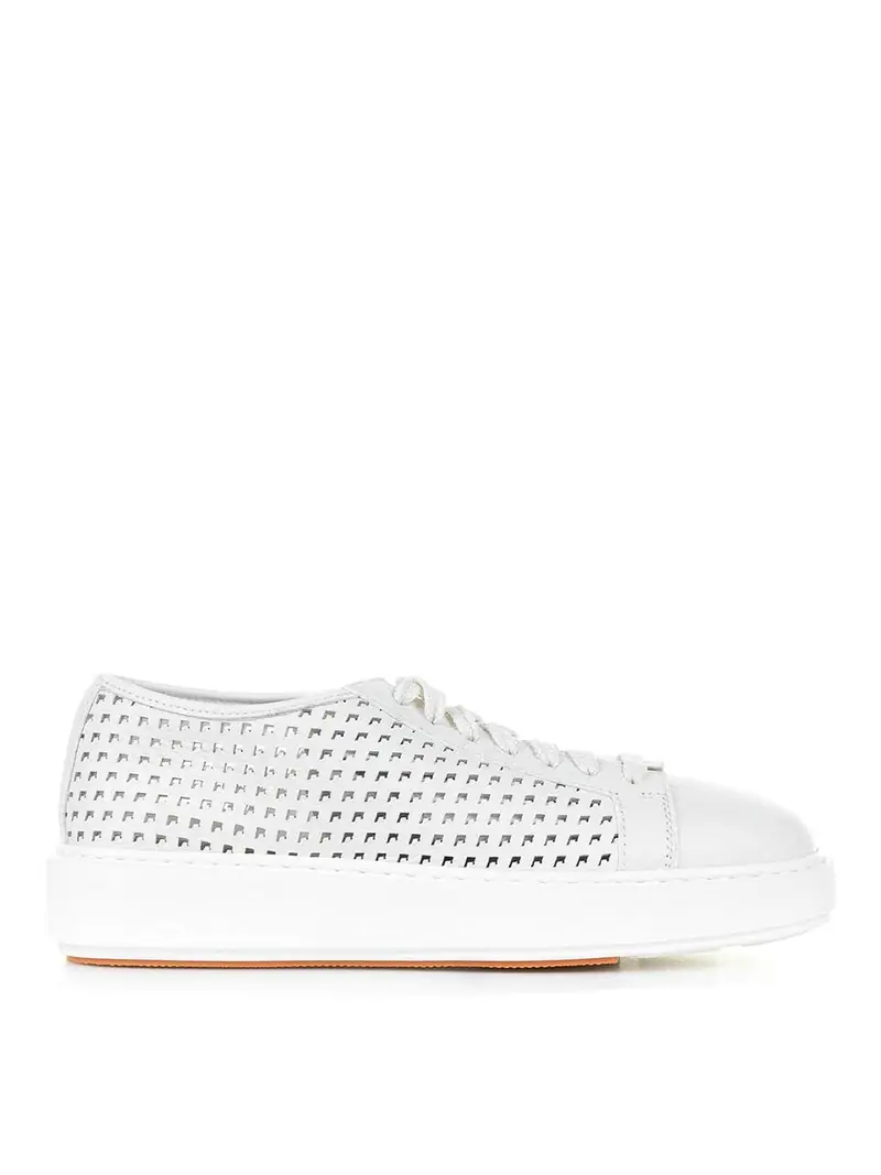 Sneaker Bianca In Pelle Traforata Bianco