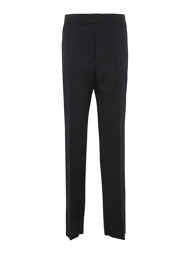 Pantalone in lana dettaglio banda laterale Nero