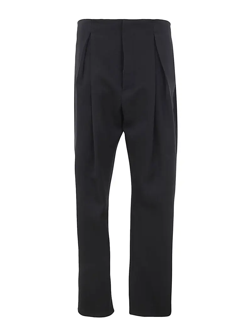 Pantalone in lana vestibilitÃ ampia Nero