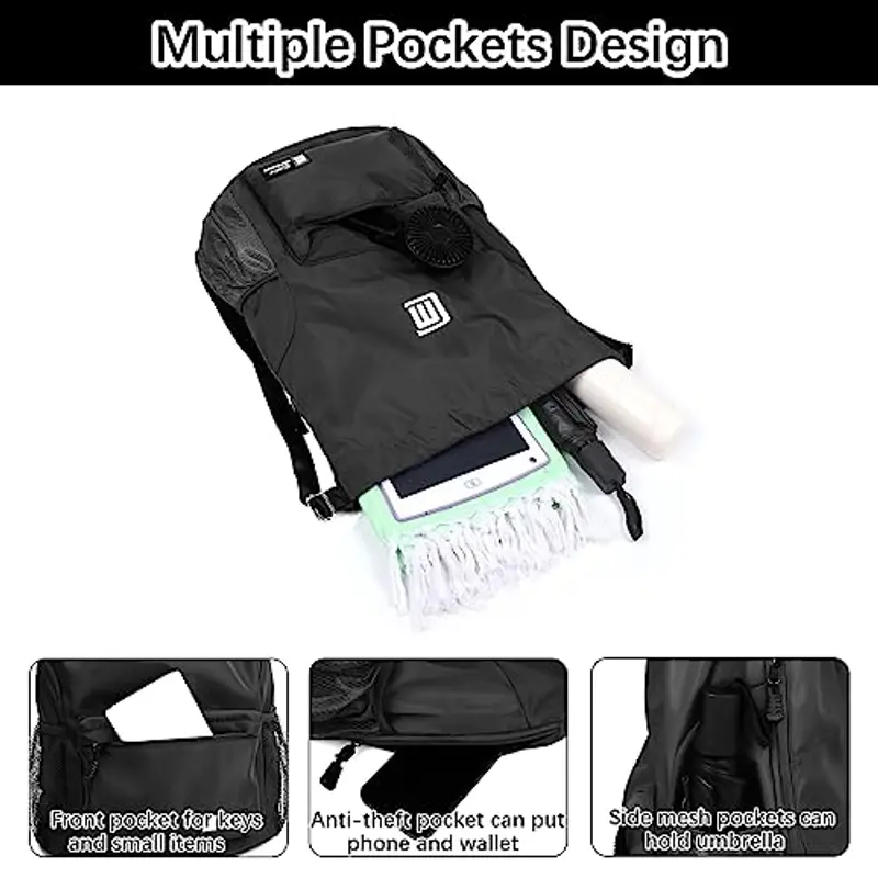 Sarsumir Borsa con Coulisse Sacca Sportiva, Impermeabile Sacchetta Sportiva Grande capacità Zaino con Coulisse Sacca Zaino per Uomo Donna Sport, Nero miniatura 3