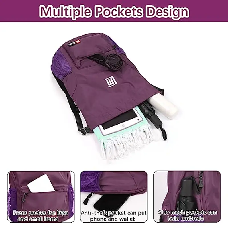 Sarsumir Borsa con Coulisse Sacca Sportiva, Impermeabile Sacchetta Sportiva Grande capacità Zaino con Coulisse Sacca Zaino per Uomo Donna Sport, Viola miniatura 3