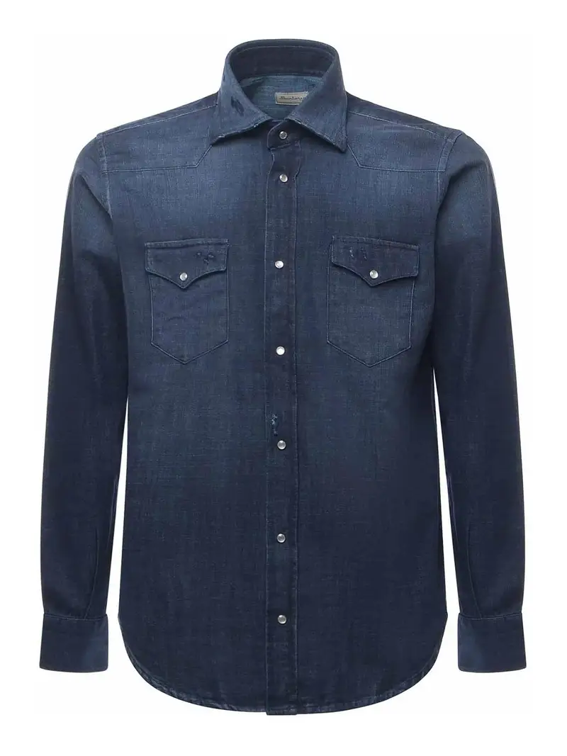 Camicia in denim di cotone Texas Blu