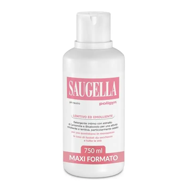 Saugella Poligyn, Detergente Intimo Emolliente Antiprurito, pH Neutro, con Camomilla e Acido Lattico, Adatto in Menopausa, 750 ml