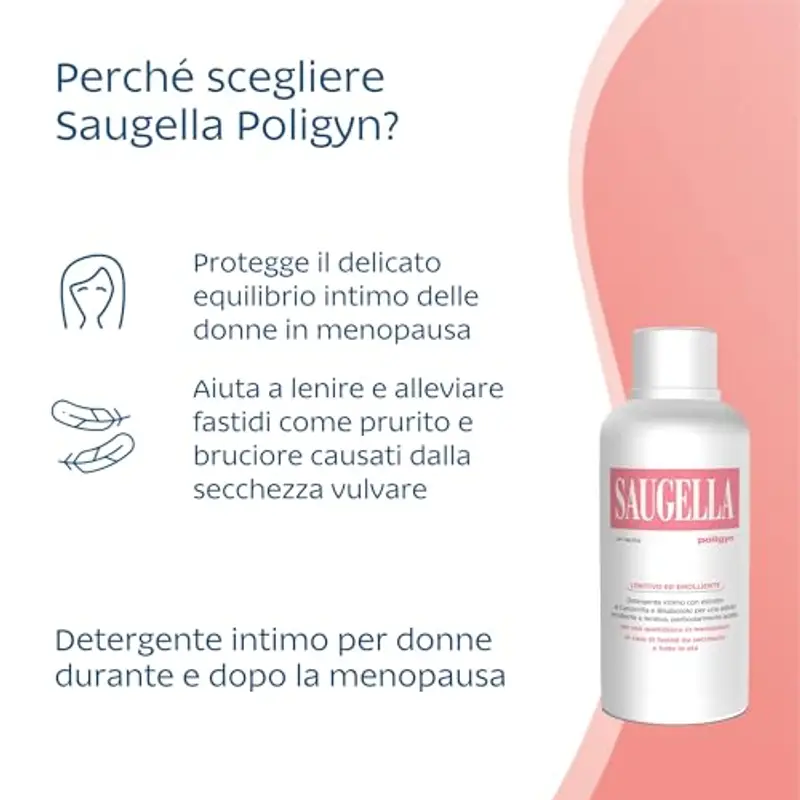 Saugella Poligyn, Detergente Intimo Emolliente Antiprurito, pH Neutro, con Camomilla e Acido Lattico, Adatto in Menopausa, 750 ml miniatura 3