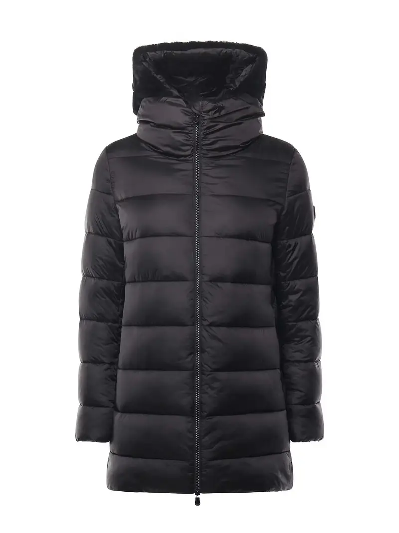 Cappotto Di Giada Con Collo Alto Nero