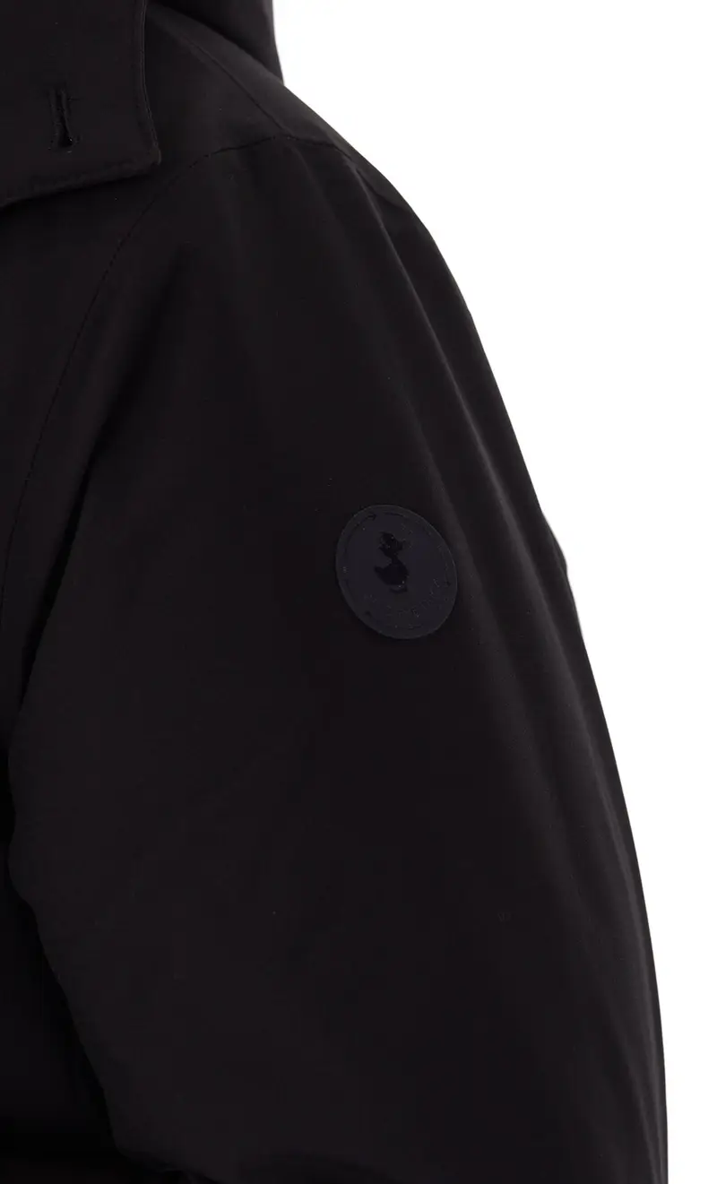 Cappotto lungo save the duck con cappuccio euloph, colore nero miniatura 2